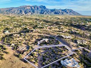 Aerial view of the outlined lot